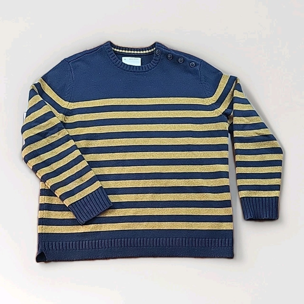 Banana Republic Heritage Collection Mens XL Navy Striped Italian Yarn Sweater